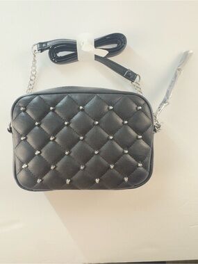 Rebecca Minkoff Black Quilted Crossbody with Silver Studs